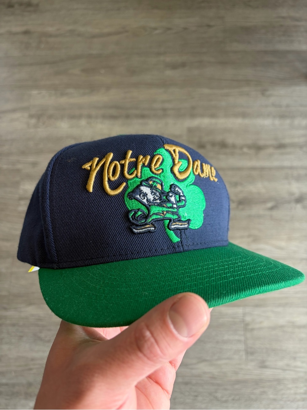 Navy and Green Notre Dame Snapback Hat